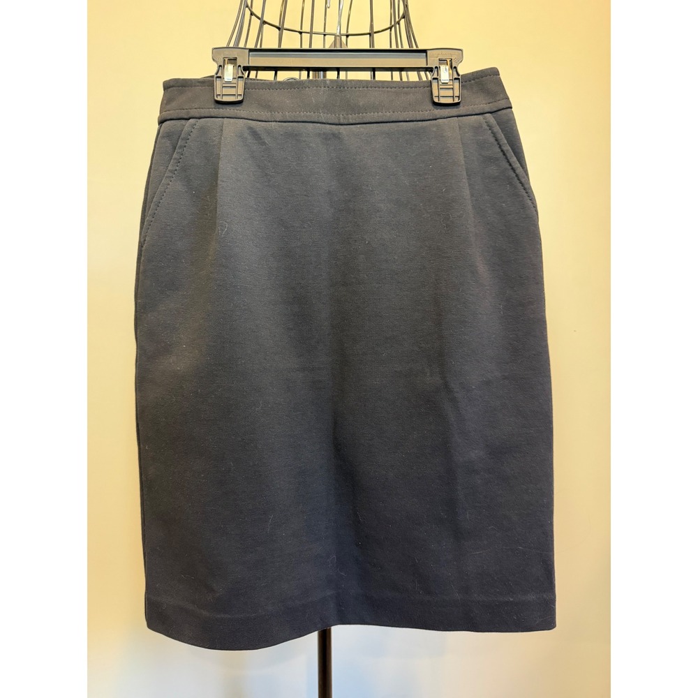 Banana Republic Womens Black Stretch Cotton Blend Pencil Skirt Size 2 Pocketed
